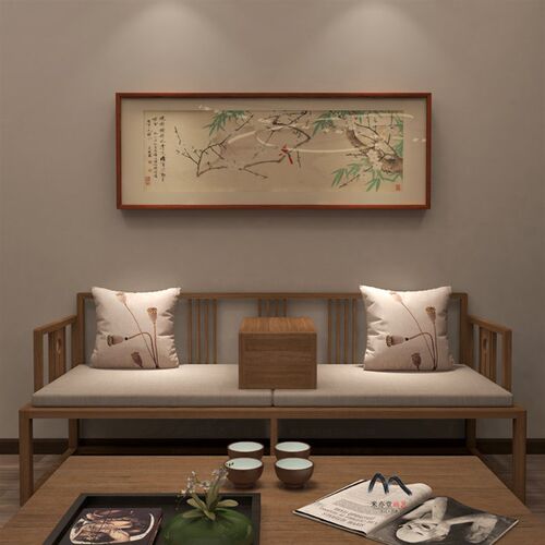 米亦堂x于非闇 新中式日式梅花竹鸟国画客厅茶馆玄关横幅宣纸挂画