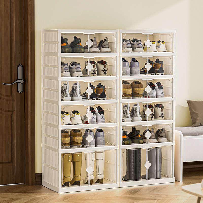 多层折叠免安装一体式塑料防潮鞋柜鞋架柜双排透明收纳防尘大容量