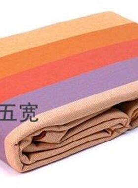 禧坊家居床上用品 双人标准床单220*240cm 条纹床单 粗布床单