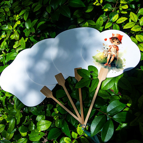 遵爵水彩纸画扇全棉640g双面空白中粗细纹棉浆水彩纸团扇DIY手工