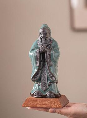 陶孔子像摆件瓷史人物孔夫子雕塑像GWO客厅书房桌历饰面装工艺品