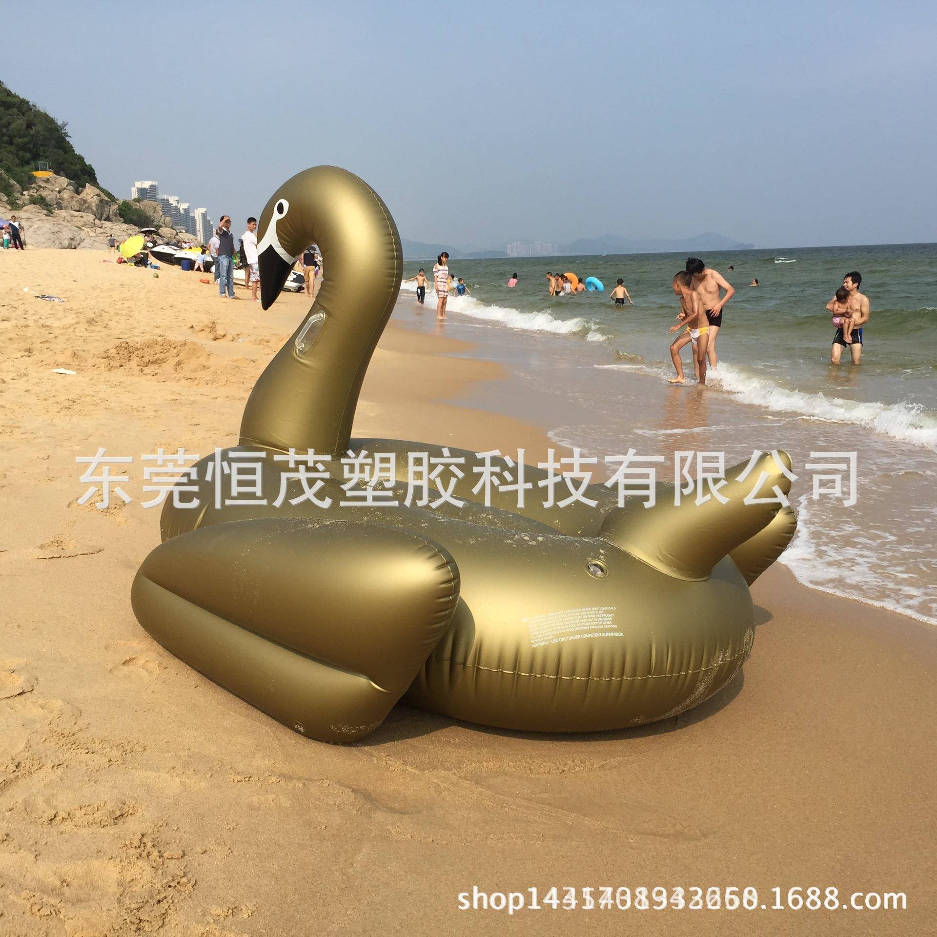 厂家直销 PVC充气金色天鹅坐骑 金天鹅水上浮床 动物浮排 现货