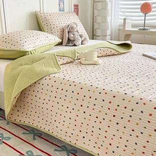 双面可用全棉水洗棉夹棉床盖加厚纯棉防滑秋冬季榻榻米床单三件套