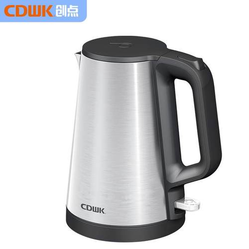 创点304不锈钢1350W1L双层电热水壶星级酒店宾馆商用不锈钢烧水壶