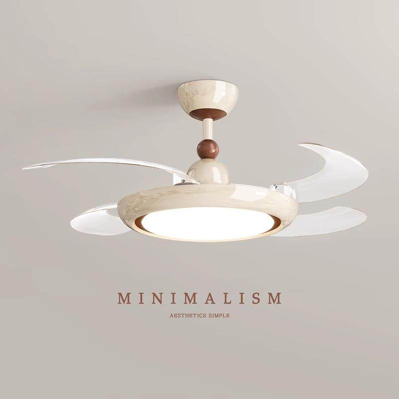 2025年新款全光谱风扇灯餐厅一体吊扇灯法式奶油风隐形客厅电扇灯