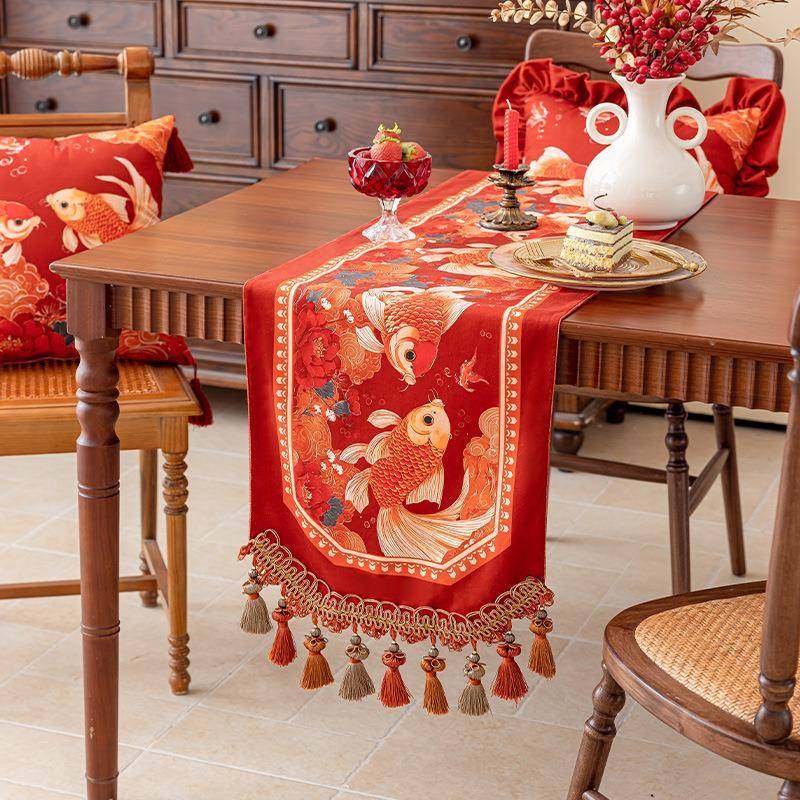 新中式新年春节餐桌桌旗节日氛围感红色喜庆桌布装饰结婚茶几布,鲜花速递/花卉仿真/绿植园艺,割草机/草坪机,淘宝优惠券,粉丝福利购,淘宝优惠卷