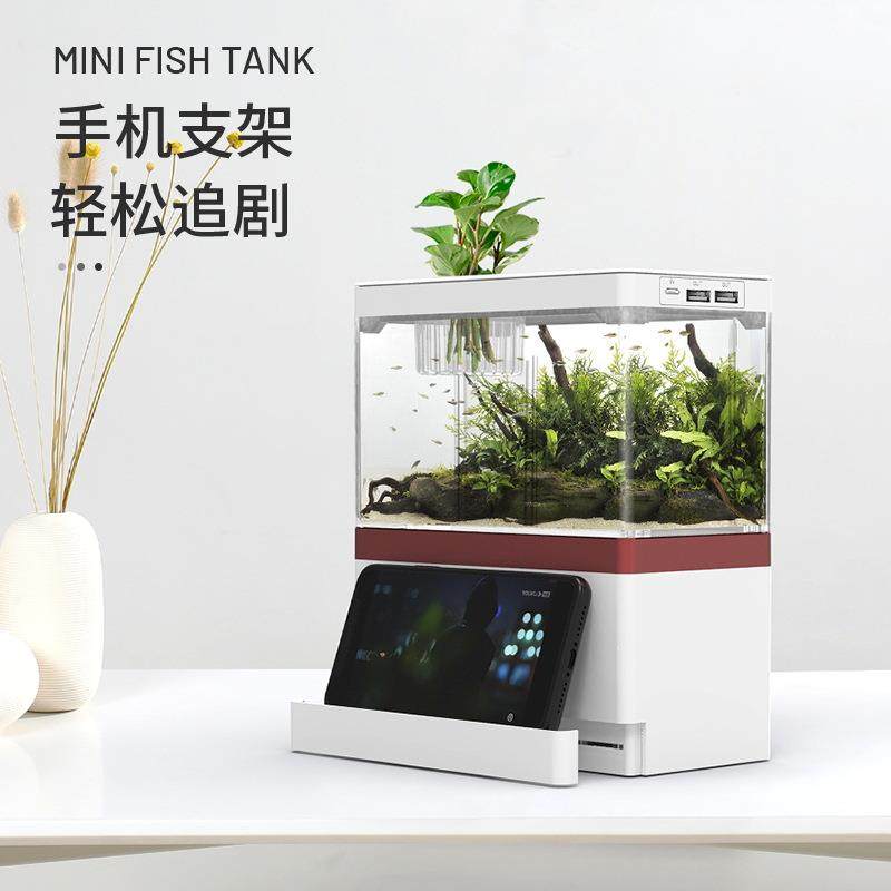 迷你鱼缸创意桌面小型鱼缸家用免换水微景观水植物造景生态小鱼缸,鲜花速递/花卉仿真/绿植园艺,割草机/草坪机,淘宝优惠券,粉丝福利购,淘宝优惠卷