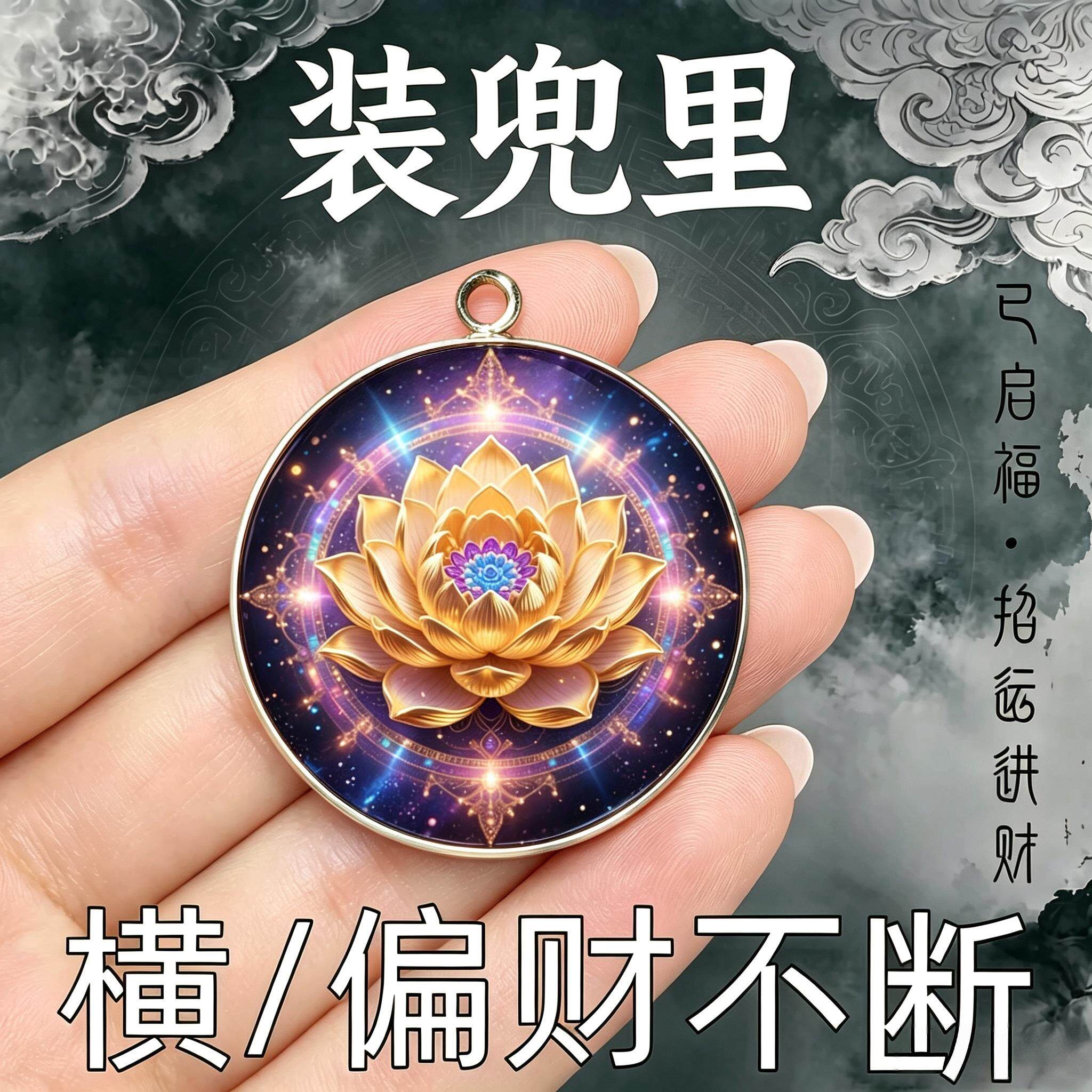 店主【装兜里】紫莲花吊坠顺财招运进财贵人挂件顺利男女钥匙扣