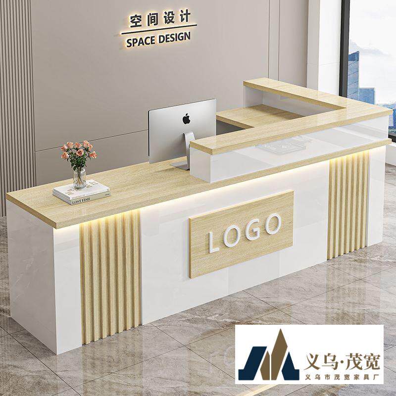 中式转角吧台收银台公司前台接待台柜台商用店铺小型服装店办公桌