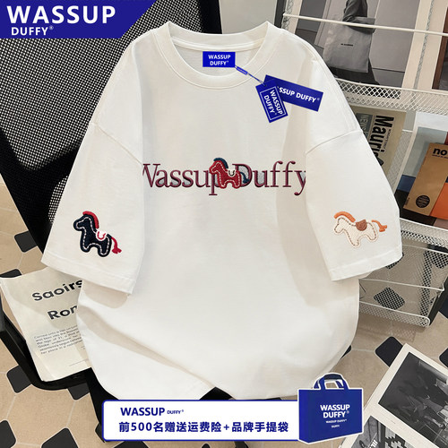 WASSUP短袖ins白色纯棉T恤夏季