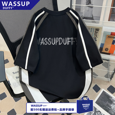 WASSUP短袖ins夏季拼接半袖男女