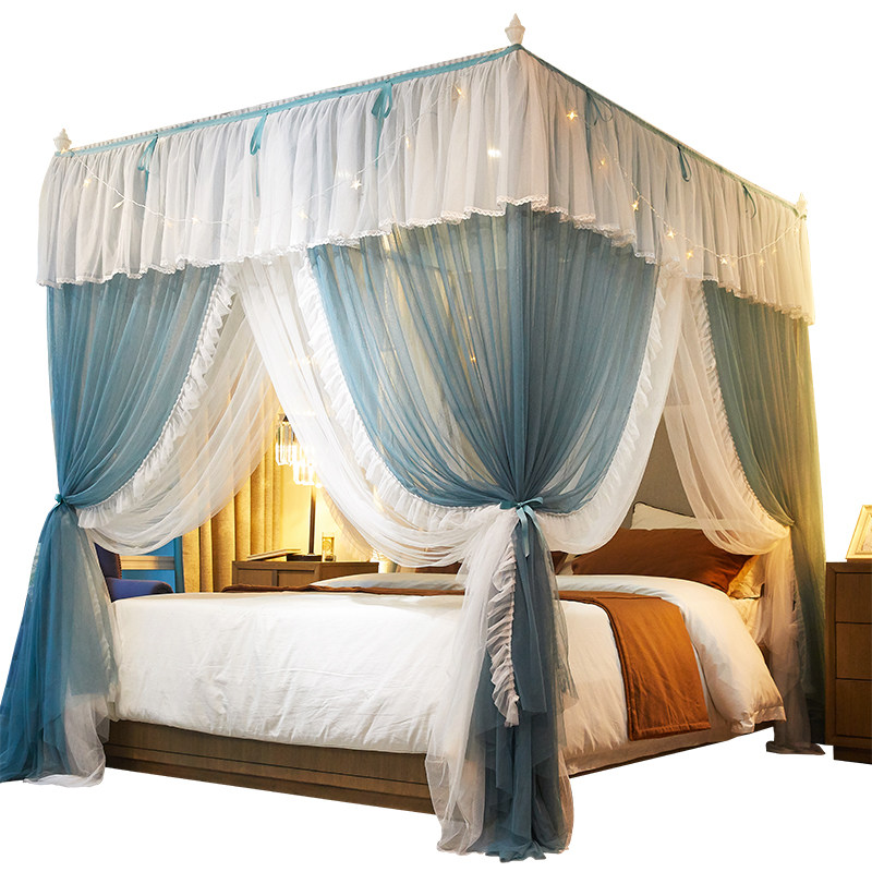 三开门宫廷蚊帐双层公主支架/1.8m加密\家用床1.5m米风加厚2落地
