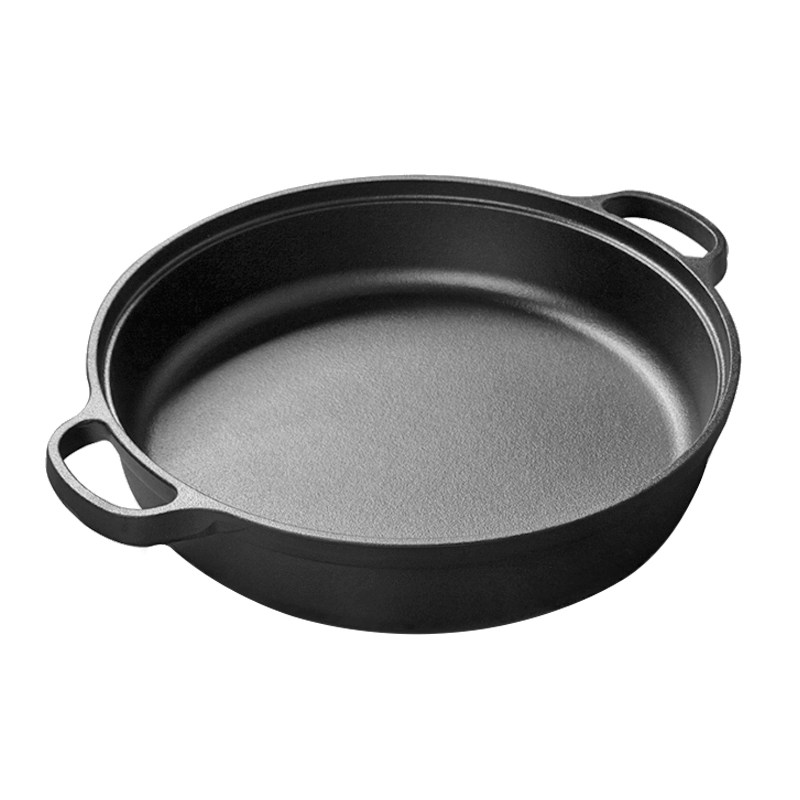 平底锅铸铁锅加厚烙饼锅家用饼铛涂层生铁老式无水煎包不粘锅煎锅