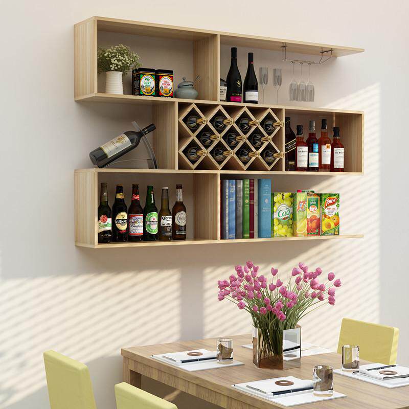包邮悬挂式酒架酒柜架装饰墙上实木简约墙壁壁挂吧台餐厅置物架