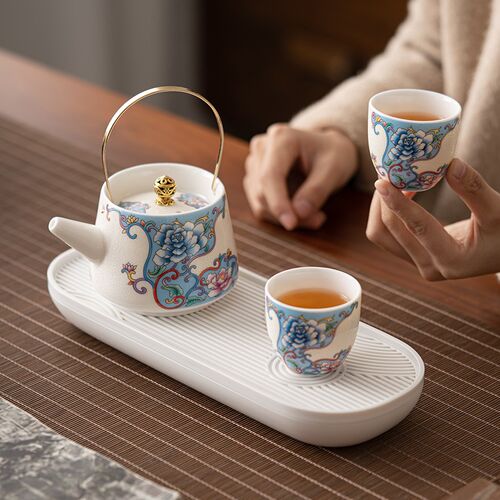 功夫茶具套装家用一壶二杯干泡茶盘小型陶瓷茶壶茶杯酒店一人小套