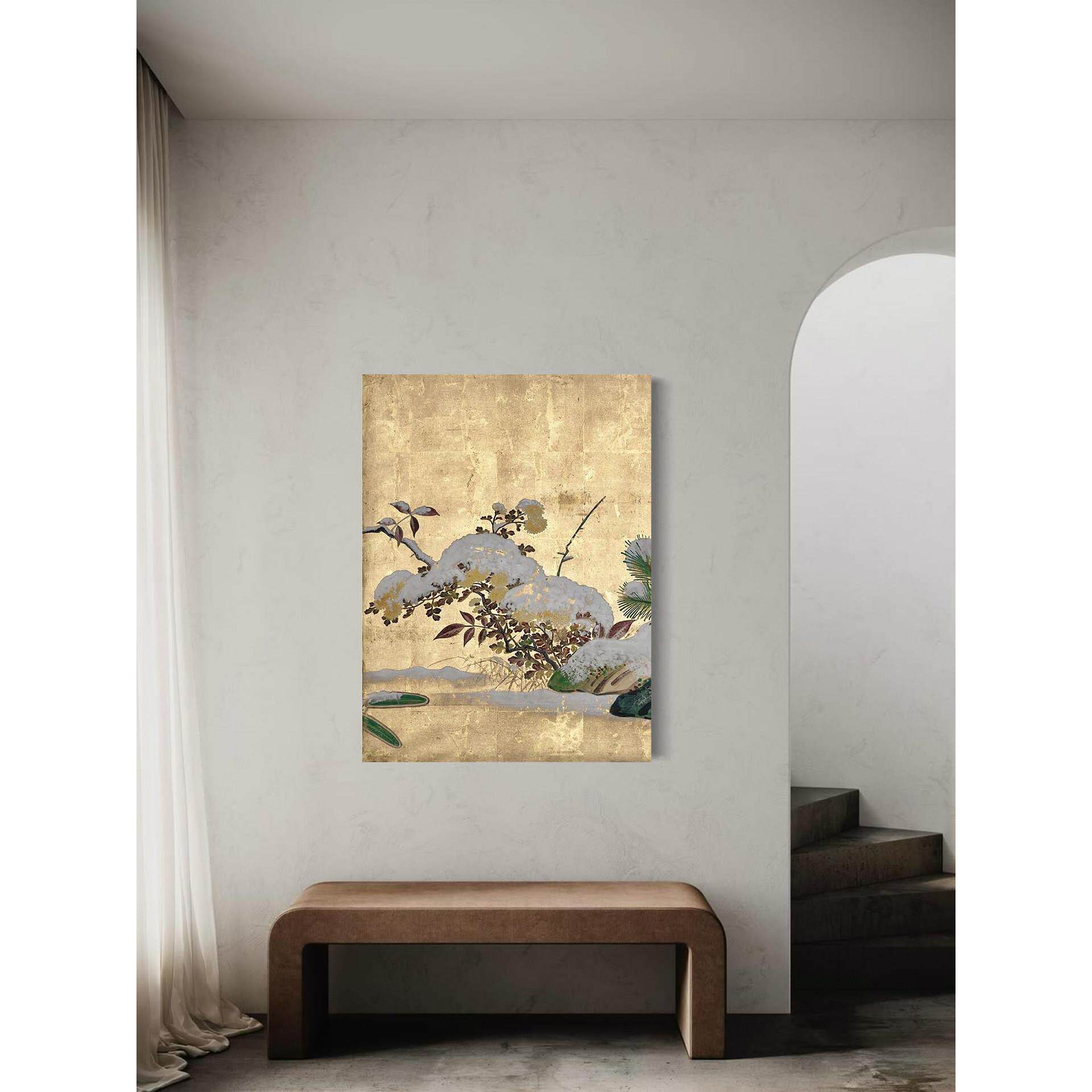 《》宋代美学真箔画创意JVD落工笔客金厅挂画雪餐厅壁画样板房装
