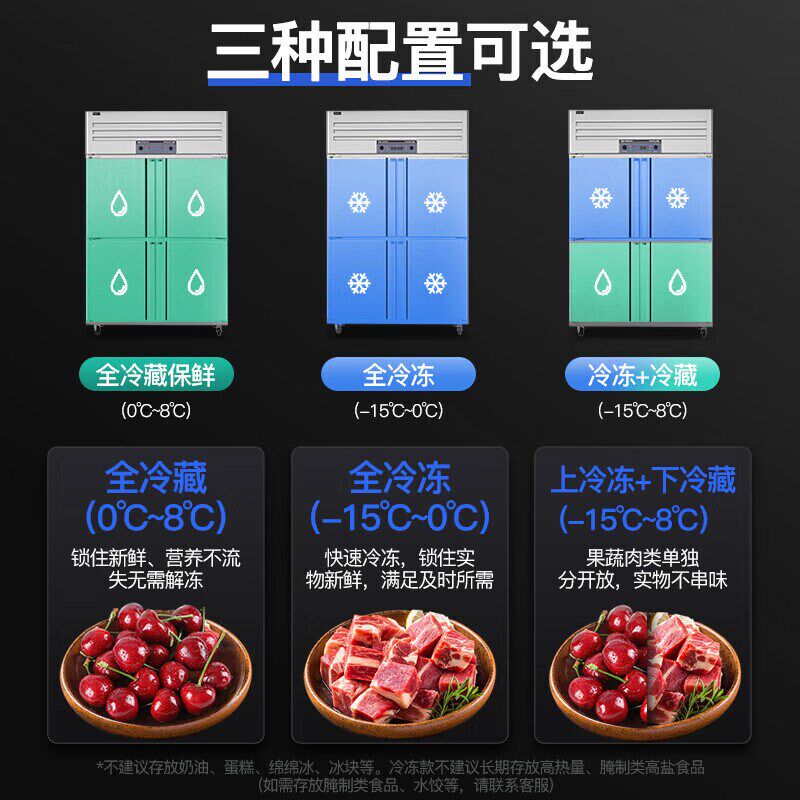 美凌智慧家四门商用冰箱展示柜保鲜柜六开门冷藏加冷冻柜