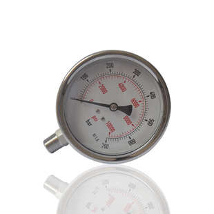 供应全钢超高压力表不锈钢耐震YBN100压力表3/8NPT10000PSI型