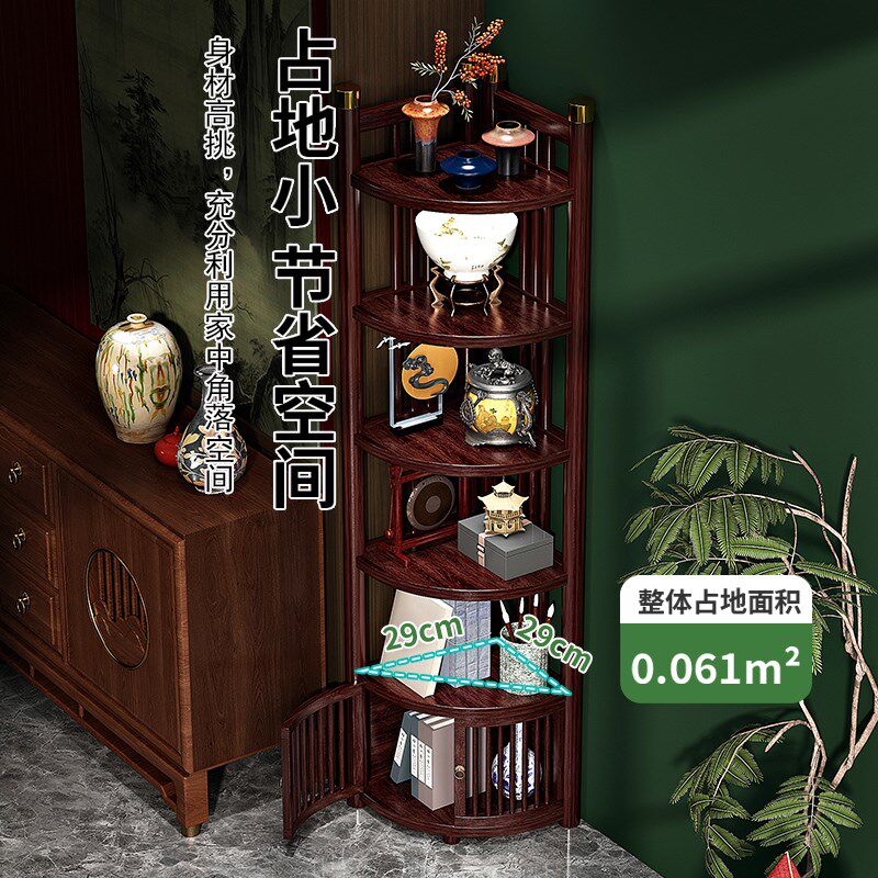 转角置物架家用墙角多层收纳柜客厅中式三角柜茶具茶叶储物柜新款