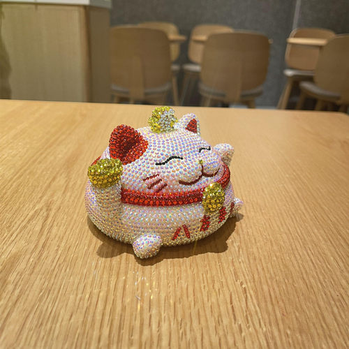 贴钻DIY招财猫摆件生日礼物客厅装饰品糖果盒桌面收纳烟灰缸储物