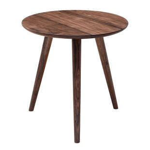 北美黑胡桃木沙发边几几几小茶几纯实木边圆北欧床头创意圆形阳台