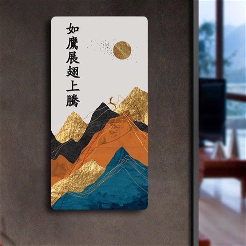 如鹰展翅画摆件壁画晶瓷面画客厅桌摆画玻璃卧无边框门牌画挂饰件