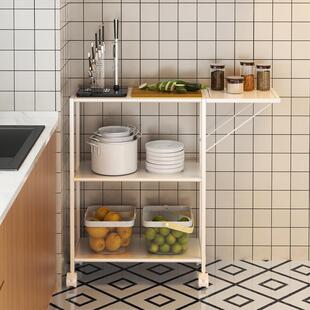 厨房置物架落地料理台餐车收纳餐窄切菜长条工作台备柜桌多功能边