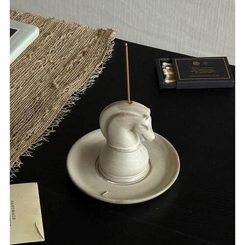 SletWii瓷nd寂风复古马TXK头陶线香插家居桌n面书房茶台香插香坐