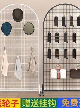 圆落地货架网格移动超36742市示挂架饰品挂网作品展袜子网格形收