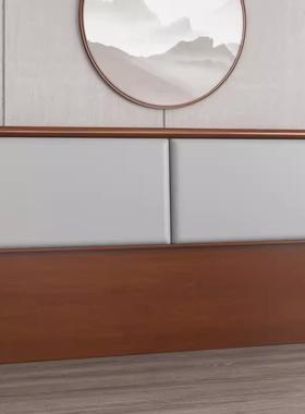 实床板软包新款落地一体床靠背49038轻简头约现代新中板式单独木