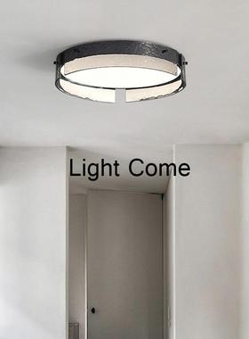 房意式极简高端全铜顶灯黑色圆形卧XRL客书房创吸意室玻璃照明灯