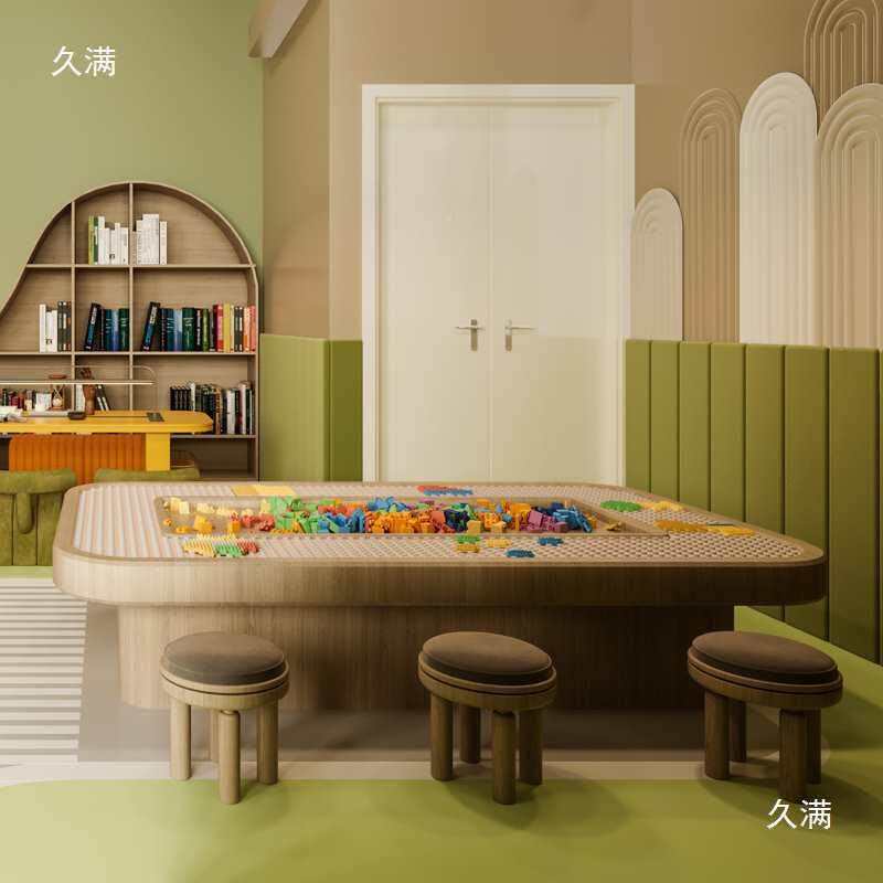 早教儿童阅读桌组合部休息区书店宝宝娱楼乐椅区手工售ZYR积木桌