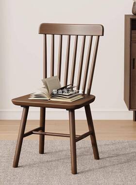 实椅椅子餐家式用餐桌木椅商用简约靠背椅木头复古意餐厅餐OXR椅