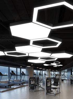 le卧廊六边形吊灯办公室d照明个性吊灯健身164房网咖室走蜂窝造型