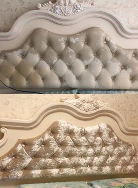 床头保翻护罩布料欧式弧形软包HOQ套掉皮不新床头规则床头靠背罩