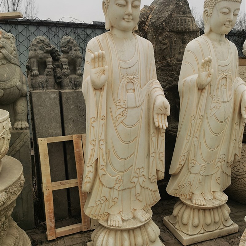 彷古石雕汉白玉石头人物雕刻石像立身释迦摩尼佛造像大日如来站佛