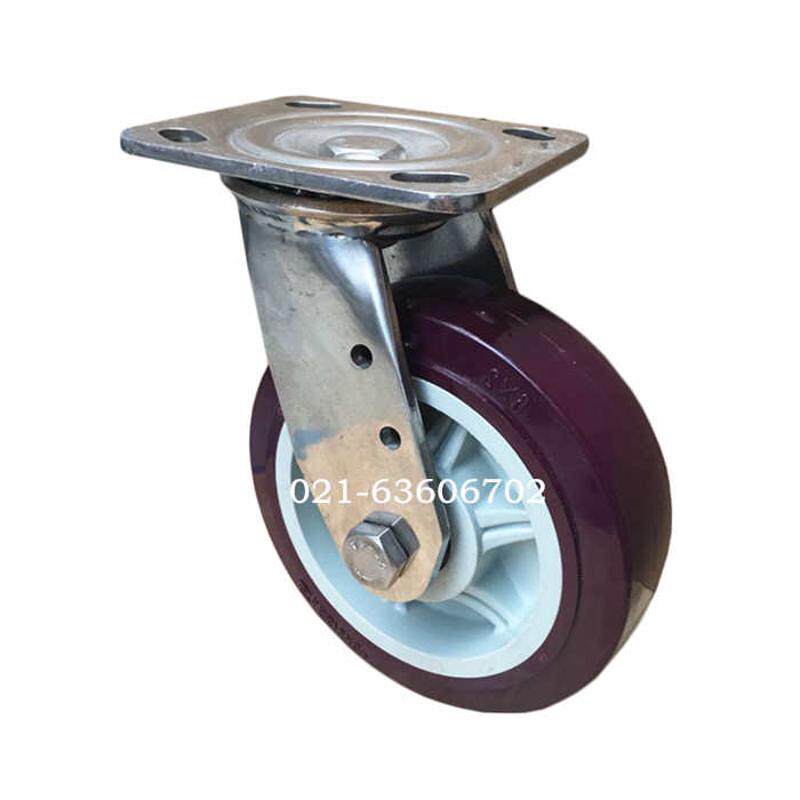 5x2加重型304不锈钢聚氨脂工业防锈脚轮轮子手推车万向轮静音防水