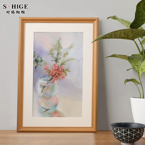 实木画框装裱木质相框16 20 24 36寸4开定制a3A4卡纸大尺寸挂墙