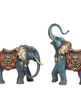 铜一家全黄铜摆件吉祥大象客厅对象新品办公室玄关招财吸水家居