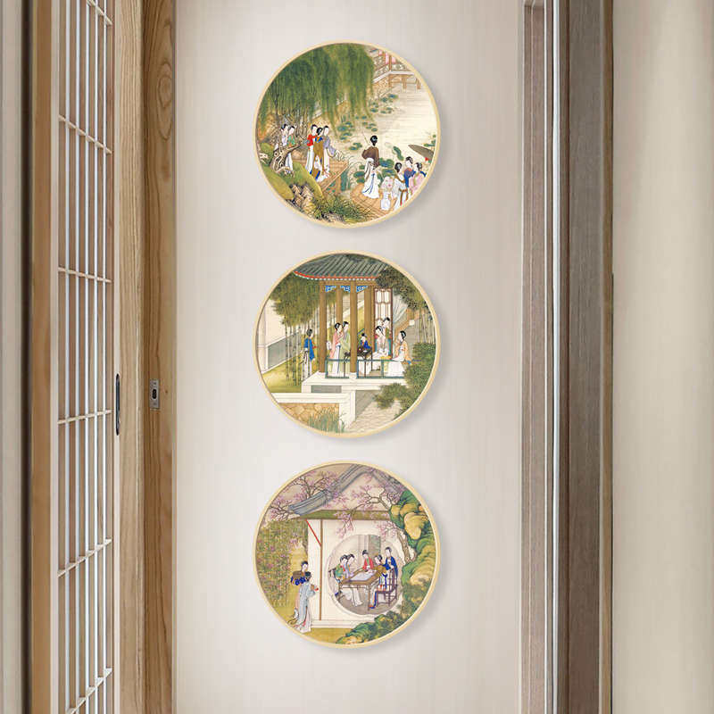 新中式古典装饰画陈枚工笔画茶古代人物挂画仕女图墙宫廷玄关舍画