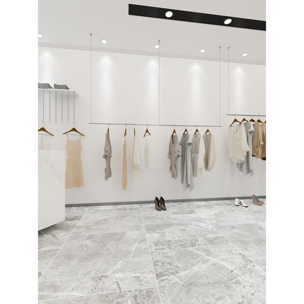 男女服装店挂衣杆悬挂式吊顶吊杆不锈钢展示架衣架货架上墙吊架