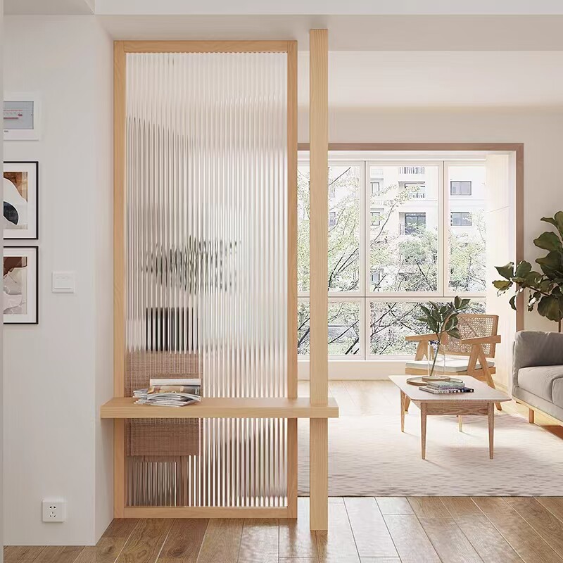 新中式实木屏风隔断入户长虹玄关玻璃洗手台正遮挡门客厅对