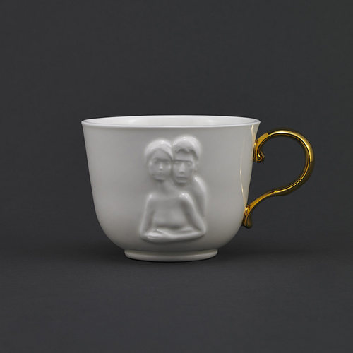 稀奇艺术《因为爱情》骨瓷杯浮雕水杯情侣对水杯下午茶杯新婚礼物