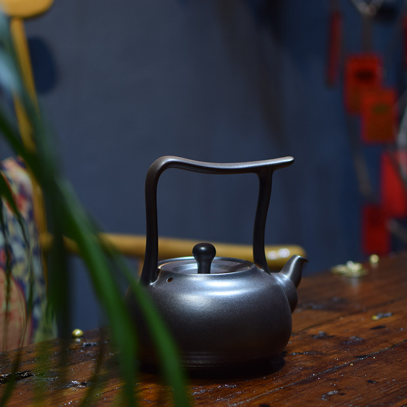 陶龙道 一体提梁陶壶 煮茶器 电陶炉 炭炉粗陶茶室烧水壶 养生瓷