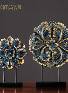 富贵雕花新房电视柜两边装饰欧式客厅摆件样品房软装饰品酒柜摆设