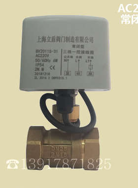 三线一控常开常AC220V二通闭40DN15开关型电动32球阀阀门5020