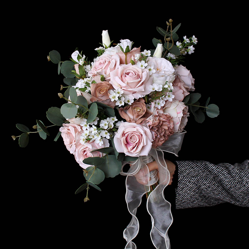 仿真花新娘结婚拍照手捧花影楼摄影道具绢花欧式玫瑰领证假花花束