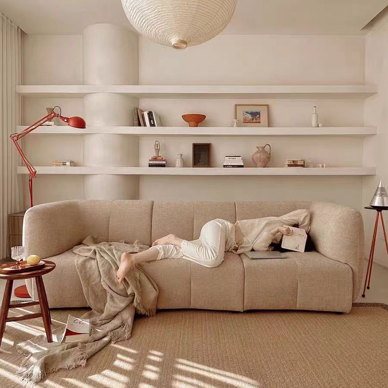 欧式梅子模块雪尼尔沙发豆腐块简约客厅小户型组合布艺焦糖色沙发