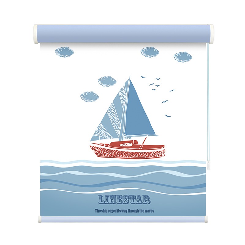 现代卧室家庭窗户升降百叶帘免打孔升降图案定制卷帘手拉帘成品