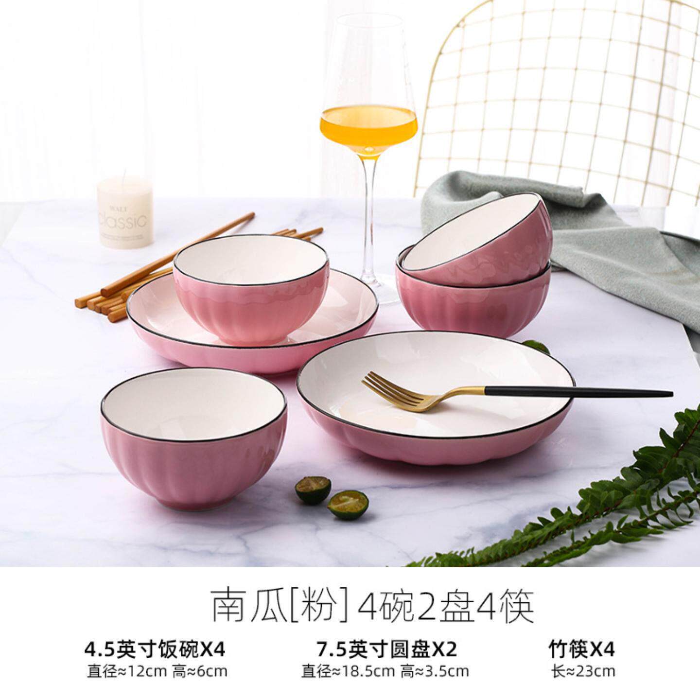 家用陶瓷餐6人用具碗001碟套日式意饭碗大号泡面碗创个性碗筷装组